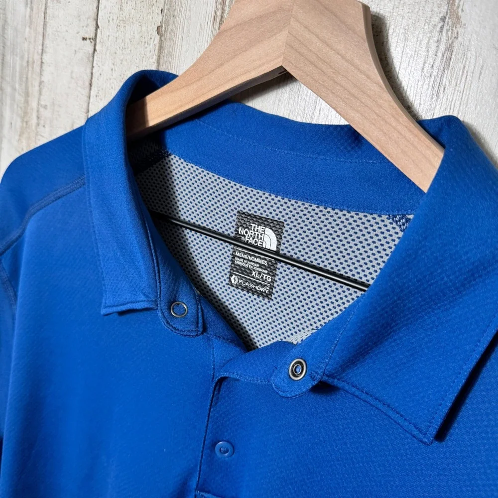 The North Face Flash Dry Short Sleeve Polo Shirt Bright Blue New Mens XL